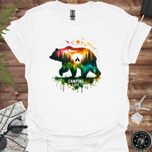 Bear within a forest landscape - camping life